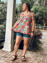 Bright Summer Floral Top | Fuschia