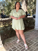 Flower Textured Curvy Dress | Bright Sage