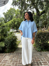 Relaxed Hidden Button Top | Blue