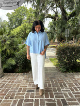 Relaxed Hidden Button Top | Blue
