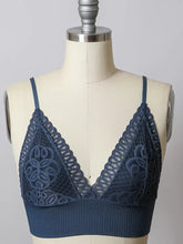 picture 5 mannequin wearing Lace Longline Seamless Bralette in grey blue