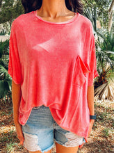 Crush Washed Ribbed Top | Pink