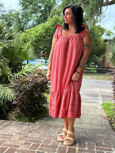 Sunset Eyelet Midi Dress | Terracotta