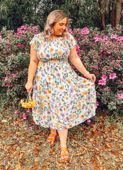 Garden Floral Curvy Maxi Dress | Mint