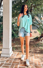 Crush Washed Ribbed Top | Turquoise