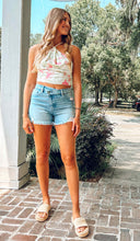 Corded Floral Tie Back Top