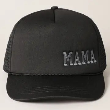 MAMA Embroidred Trucker Hat | Black