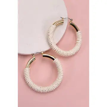 Rope Wrapped Hoop Earring | White