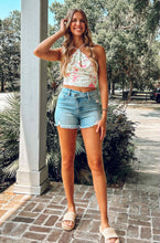 Corded Floral Tie Back Top