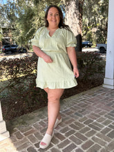 Flower Textured Curvy Dress | Bright Sage