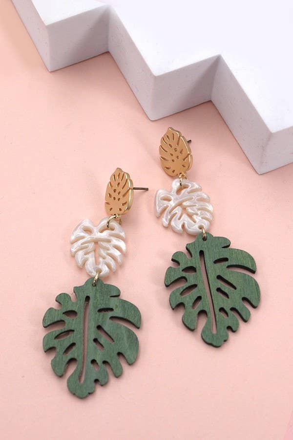 Color Leaf Earring | Green