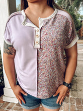 Girlie Floral Colorblock Top | Lilac