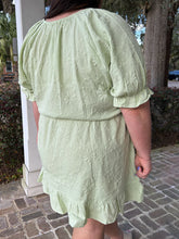 Flower Textured Curvy Dress | Bright Sage