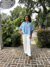 Relaxed Hidden Button Top | Blue