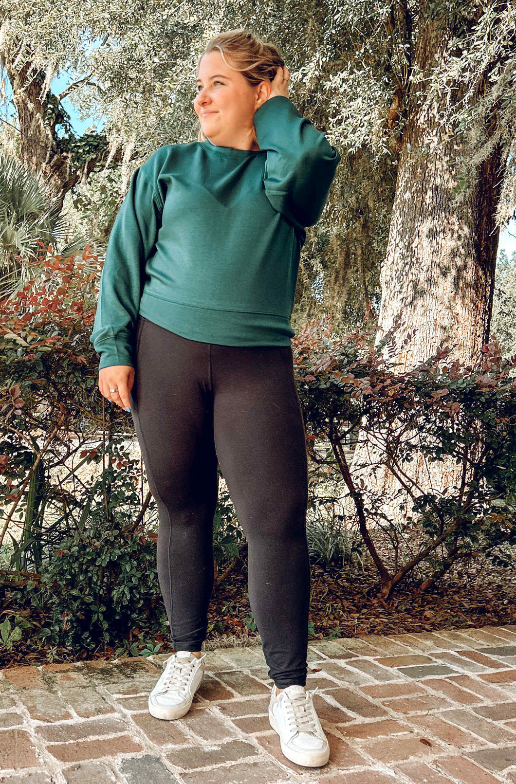 Crew Neck Scuba Sweatshirt | Deep Green