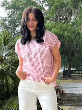 Benny Gingham Bow Top | Pink