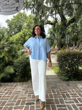 Relaxed Hidden Button Top | Blue