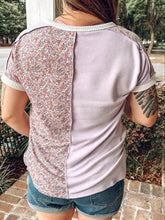 Girlie Floral Colorblock Top | Lilac