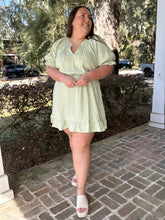 Flower Textured Curvy Dress | Bright Sage