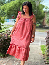 Sunset Eyelet Midi Dress | Terracotta