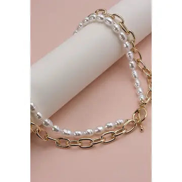 Layer Pearl Chain Necklace
