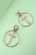 Round Cross Pearl Earring