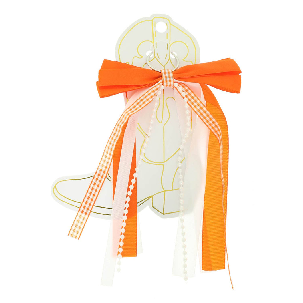 Gameday Bow Ribbon Cowboy Boot Charm | Orange White