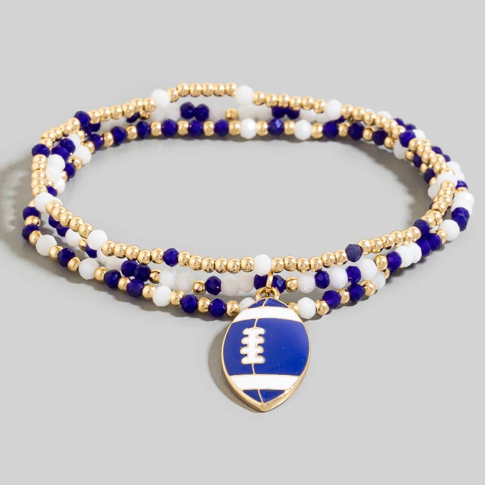 Football Charm Bracelets | Blue + White