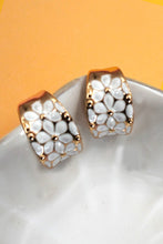 White Hoop Floral Earring