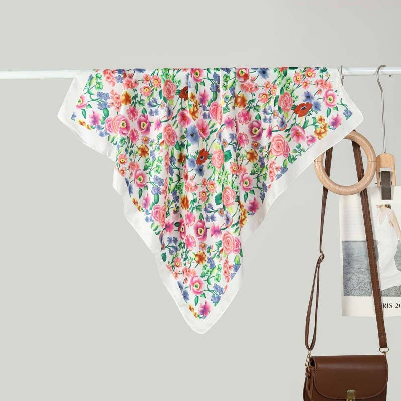 Floral Print Bandana Scarf | White