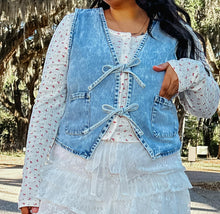 Washed Denim Tie Vest | Light