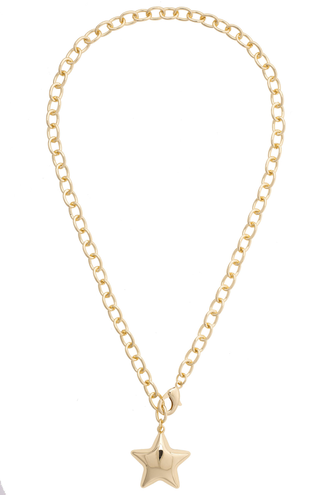 Bessie Puffy Star Convertible Necklace in Shiny Gold