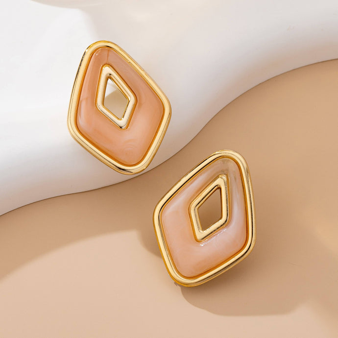 Enamel Geometric Stud Earrings | Pink