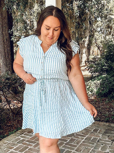 Sail Curvy Striped Dress | Blue