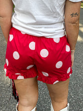 Ruffle Hem Polka Dot Poplin Shorts | Red