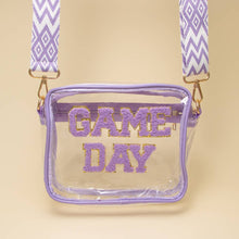 “Game Day” Fuzzy Chenille Clear Crossbody Bag: Black
