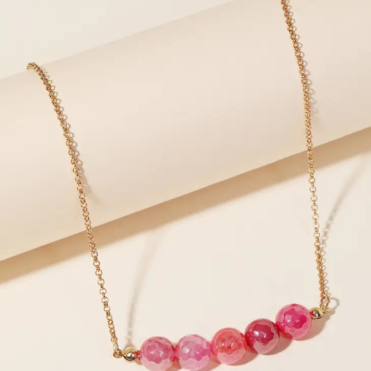 picture 1 Five Ball Beaded Necklace | Pink