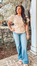 Spring Puff Sleeve Daisy Top | Taupe