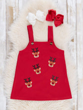 Embroidered Reindeer Corduroy Set | Red