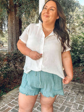 Washed Curvy Shorts | Teal