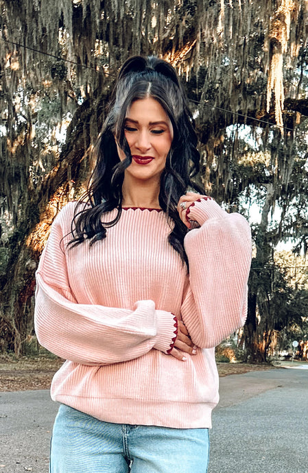 Decked Stitched Sweater | Pink