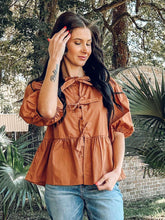 Bow Peplum Top | Rust