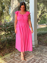 Shirred Midi Dress | Pink