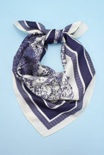 Floral Toile Print Bandana Scarf | Navy