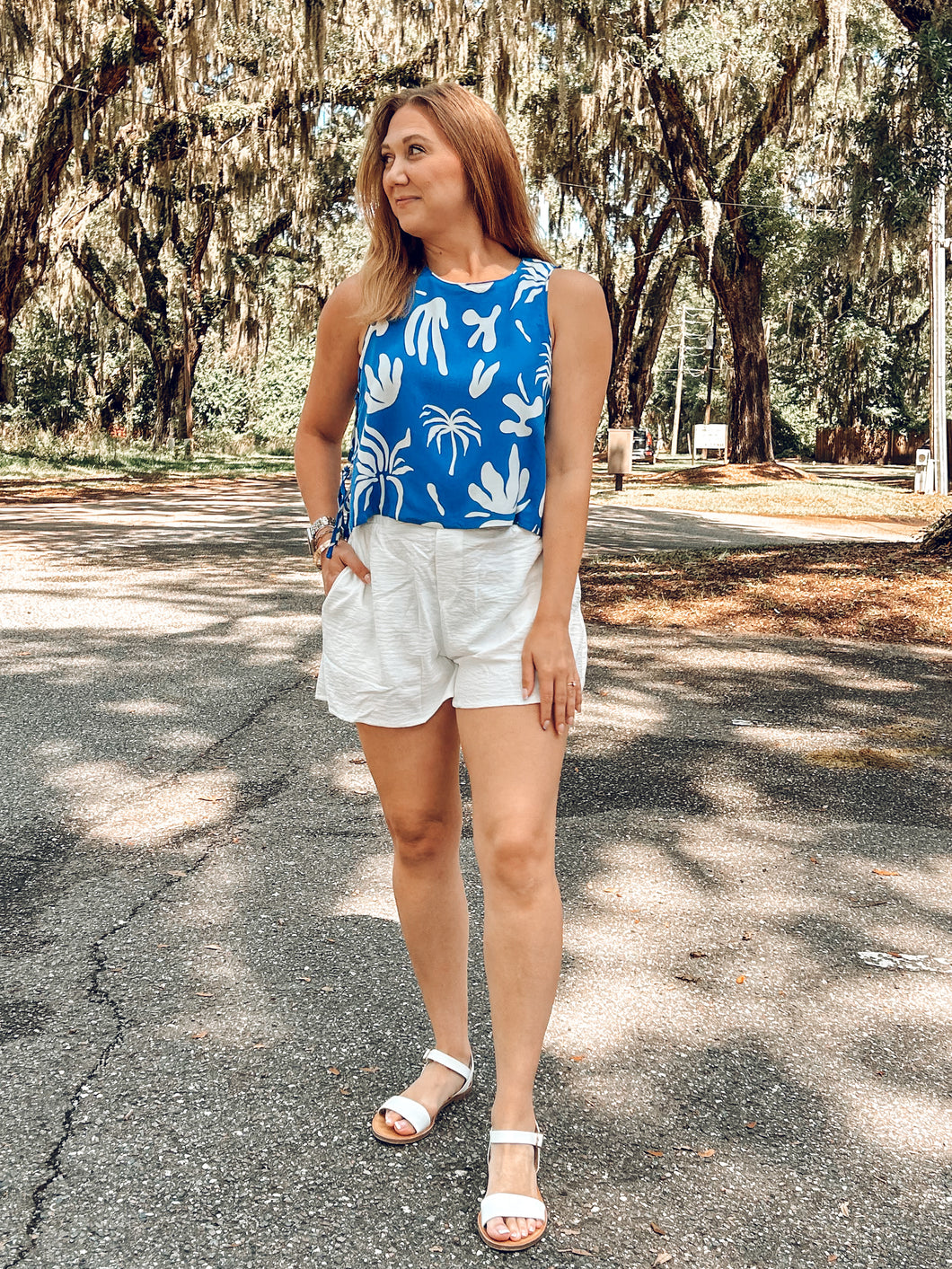 Resort Printed Top | Royal Blue