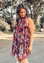 Rose Garden Halter Dress | Sangria Red