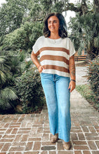 Striped Dolman Boxy Top | Mocha