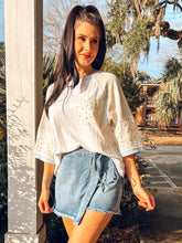 Mixed Print Raglan Top | Blue