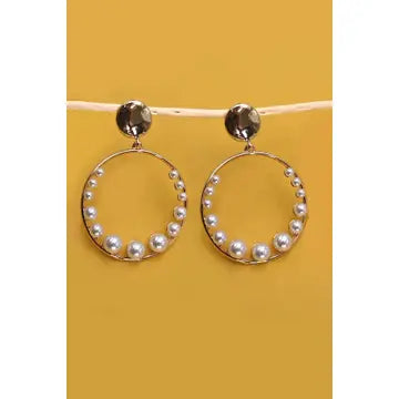 Pearl Round Earrings | Gold