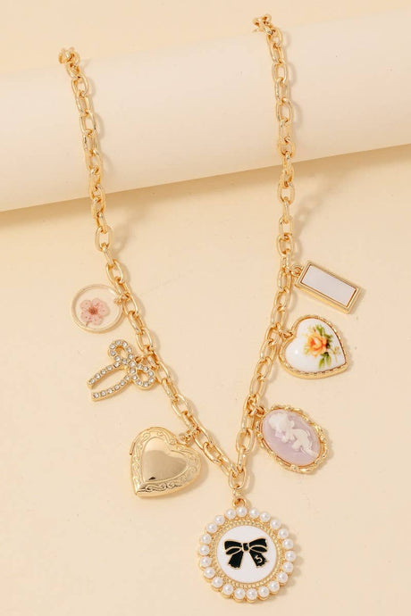 Assorted Charms Chain Necklace | Gold